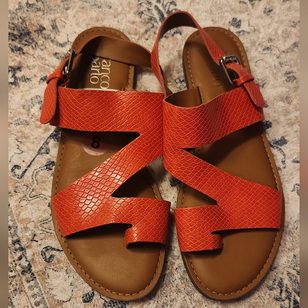 Franco Sarto Orange Textured Sandals